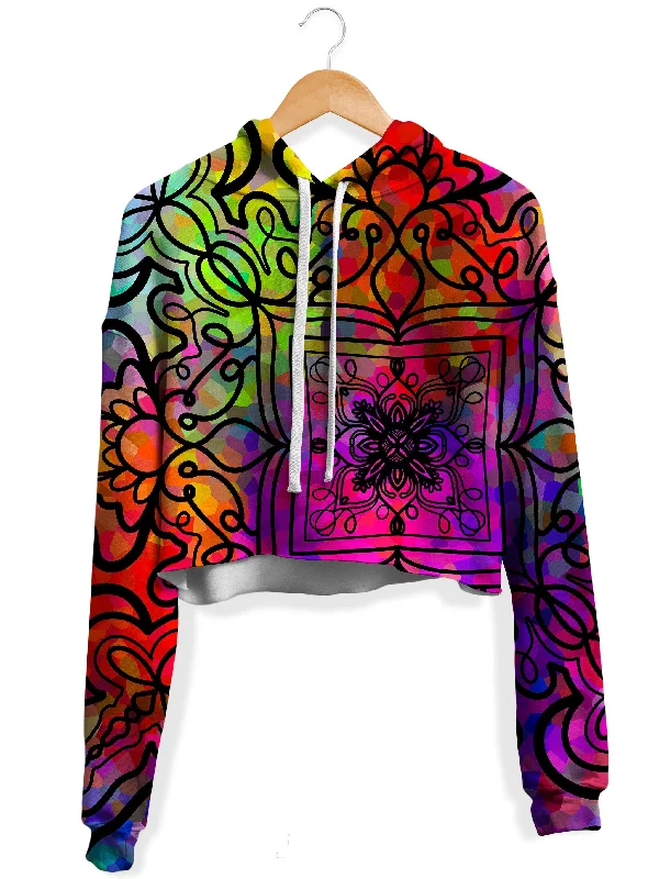 Women's hoodie with a detachable hood for customizable stylingOrnate on Plasma Fleece Crop Hoodie Women's hoodie with a detachable hood for customizable stylingOrnate on Plasma Fleece Crop Hoodie