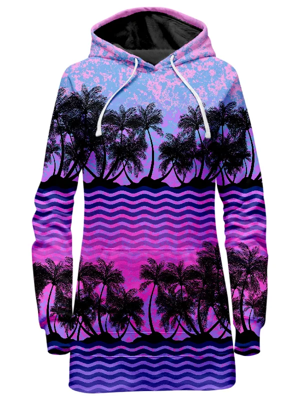 Women's tie - front hoodie in a lightweight fabric for summer layeringParadise Palm Trees Hoodie Dress Women's tie - front hoodie in a lightweight fabric for summer layeringParadise Palm Trees Hoodie Dress