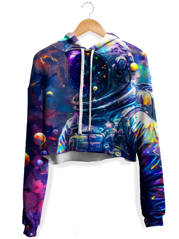Women's sweatshirt with a mesh panel insert for breathability during workoutsPsy Astronaut Fleece Crop Hoodie Women's sweatshirt with a mesh panel insert for breathability during workoutsPsy Astronaut Fleece Crop Hoodie