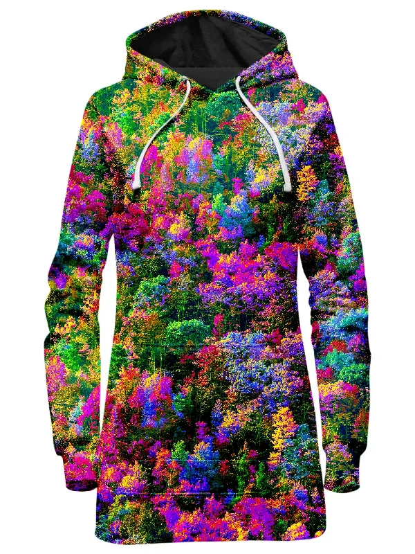 Women's color - block hoodie combining bold hues for a fashion - forward statementPsychedelic Forest Hoodie Dress Women's color - block hoodie combining bold hues for a fashion - forward statementPsychedelic Forest Hoodie Dress