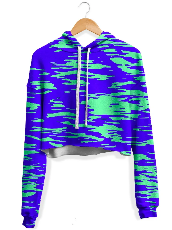 Women's zip - up sweatshirt in pastel blue for a soft and stylish outfitPurple Mint Rave Zebra Stripe Fleece Crop Hoodie Women's zip - up sweatshirt in pastel blue for a soft and stylish outfitPurple Mint Rave Zebra Stripe Fleece Crop Hoodie