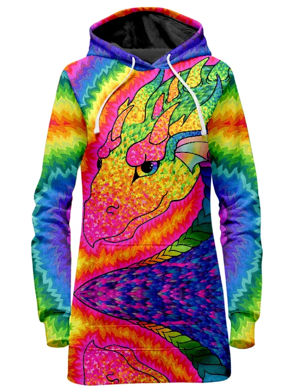 Women's cropped sweatshirt with a slogan graphic for a fun and expressive lookRainbow Dragon Hoodie Dress Women's cropped sweatshirt with a slogan graphic for a fun and expressive lookRainbow Dragon Hoodie Dress