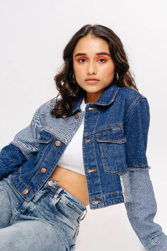 Women's double - breasted tweed jackets in classic colors for a sophisticated office lookReverse Faced Denim Jacket Women's double - breasted tweed jackets in classic colors for a sophisticated office lookReverse Faced Denim Jacket