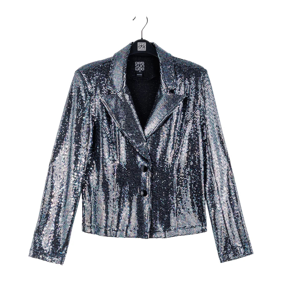 Women's military - style jackets with epaulets for a tough and fashionable appearanceShimmer Sequin - Modern Button Blazer - Gunmetal Women's military - style jackets with epaulets for a tough and fashionable appearanceShimmer Sequin - Modern Button Blazer - Gunmetal
