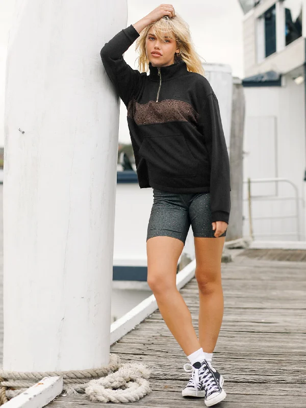 Women's pea coats in a plus - size fit for a flattering and warm winter coatSun Stacked Mock Neck Jacket - Black Combo Women's pea coats in a plus - size fit for a flattering and warm winter coatSun Stacked Mock Neck Jacket - Black Combo