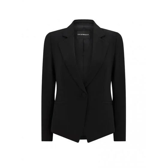 Women's cropped leather jackets with silver zippers for a punk - inspired outfitTailored Short A-Line Cady Crepe Jacket Women's cropped leather jackets with silver zippers for a punk - inspired outfitTailored Short A-Line Cady Crepe Jacket