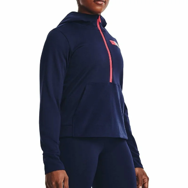 Women's tie - front hoodie in a lightweight fabric for summer layeringUnder Armour Plus Half Zip Womens Training Hoody - Navy Women's tie - front hoodie in a lightweight fabric for summer layeringUnder Armour Plus Half Zip Womens Training Hoody - Navy