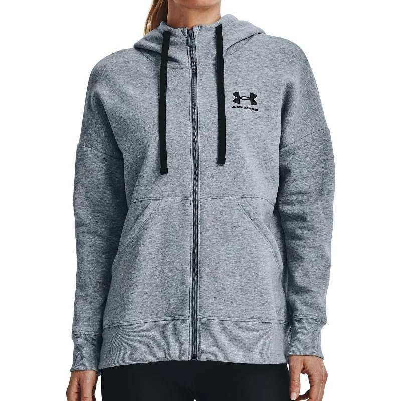 Women's zip - front sweatshirt with contrast stitching for a sporty aestheticUnder Armour Rival Womens Fleece Hoody - Grey Women's zip - front sweatshirt with contrast stitching for a sporty aestheticUnder Armour Rival Womens Fleece Hoody - Grey