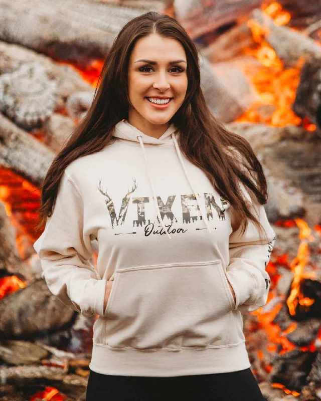 Women's long - sleeve cropped sweatshirt with ribbed cuffs for a snug fitVixen Huntress Pullover Hoodie - Natural Women's long - sleeve cropped sweatshirt with ribbed cuffs for a snug fitVixen Huntress Pullover Hoodie - Natural