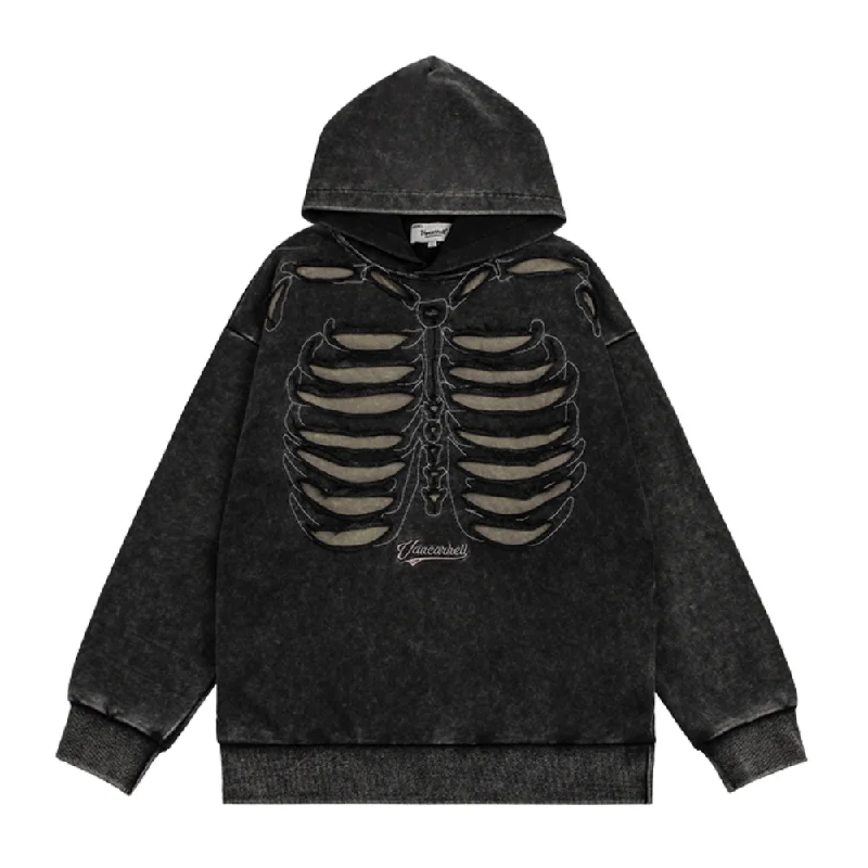 Women's tie - dye hoodie in bright colors for a retro and eye - catching styleWashed Ripped Skeleton Hoodie Women's tie - dye hoodie in bright colors for a retro and eye - catching styleWashed Ripped Skeleton Hoodie