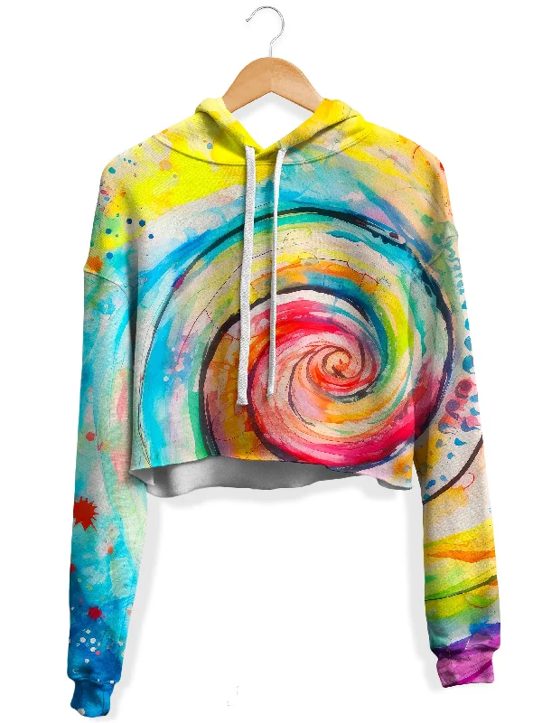 Women's pullover hoodie with a side slit for a modern and relaxed fitWater Color Swirl Fleece Crop Hoodie Women's pullover hoodie with a side slit for a modern and relaxed fitWater Color Swirl Fleece Crop Hoodie