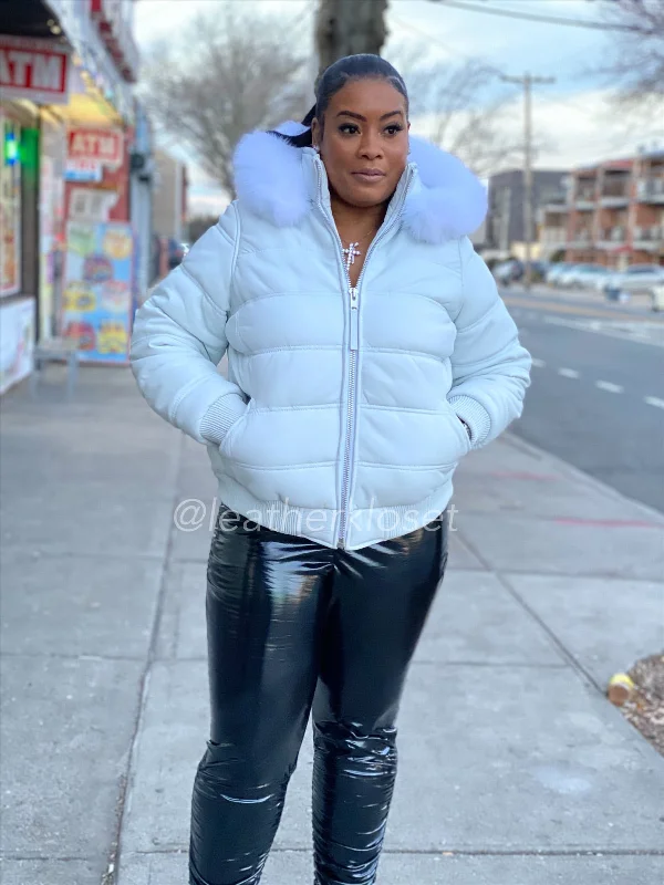 Women's cropped leather jackets with silver zippers for a punk - inspired outfitWomen's Leather Snorkel Bomber Jacket Premium Fox Fur Hood Women's cropped leather jackets with silver zippers for a punk - inspired outfitWomen's Leather Snorkel Bomber Jacket Premium Fox Fur Hood