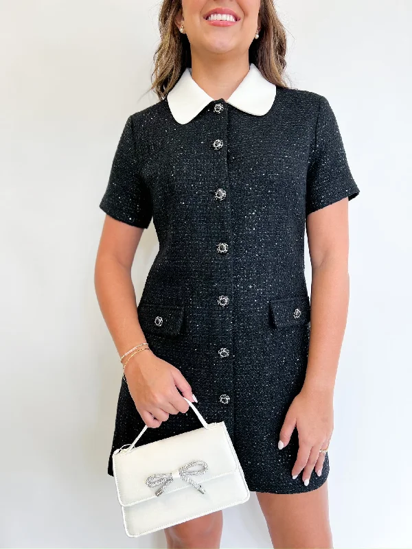 Mermaid - Style Women Dress with a Fitted Silhouette for Special Occasions Mermaid - Style Women Dress with a Fitted Silhouette for Special Occasions Black Tracie Tweed Mini Dress