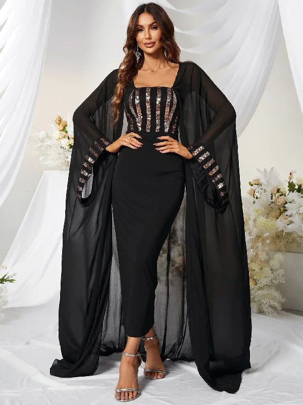 Ruffled Women Dress with Multiple Layers for a Playful and Girly Style Ruffled Women Dress with Multiple Layers for a Playful and Girly Style NiDELL Middle East High-Pin Chiffon Sequin Batwing Sleeve Prom Evening Dress plus Cloak-Ssw3044