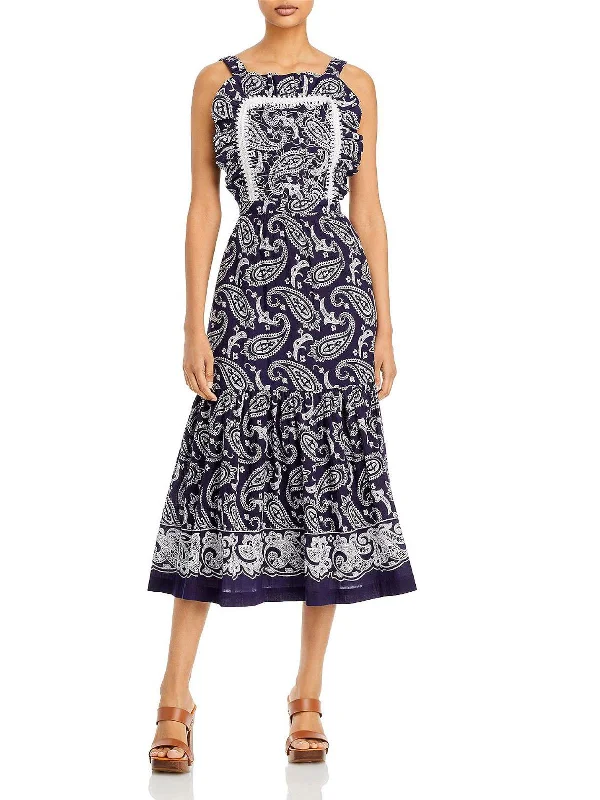 Plus Size Women Dress with a Flattering A - Line Cut for Comfort and Style Plus Size Women Dress with a Flattering A - Line Cut for Comfort and Style Theodora Womens Paisley Calf Midi Dress