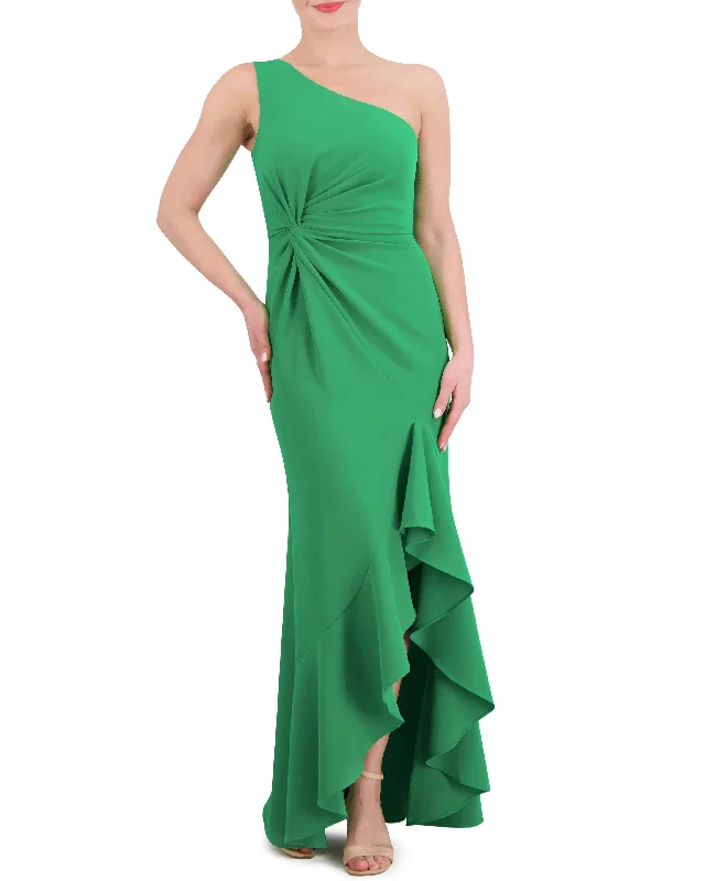 Plus Size Women Dress with a Flattering A - Line Cut for Comfort and Style Plus Size Women Dress with a Flattering A - Line Cut for Comfort and Style Ruffled One-Shoulder Twist-Front Gown