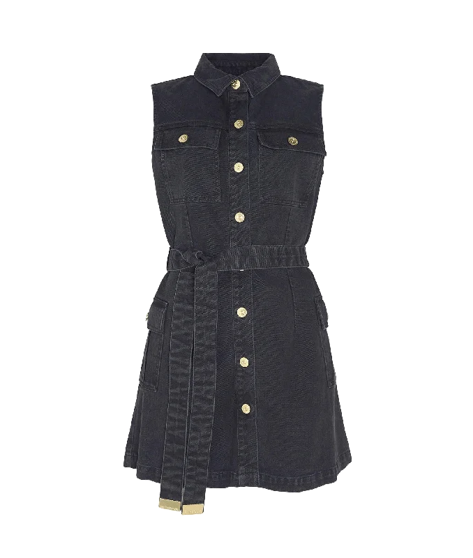Wrap - Style Women Dress with Adjustable Fit for All Body Types Wrap - Style Women Dress with Adjustable Fit for All Body Types Tamsin Denim Mini Dress - Black