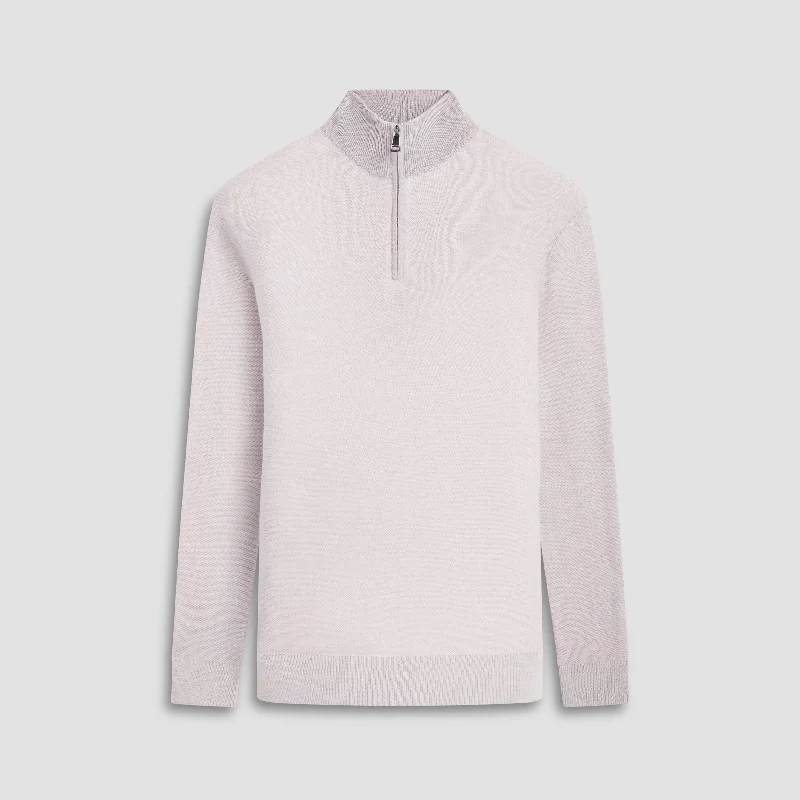 Bird's Eye Jacquard Quarter-Zip Mock Neck Sweater