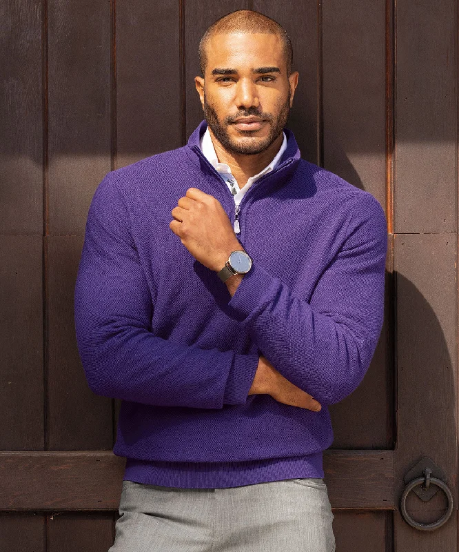 Men's Shearling - Lined Leather Sweater in Brown for a Rugged and Warm Winter EnsembleSignature 100% Merino Wool Tuck-Stitch Quarter-Zip Lined Wind Sweater Men's Shearling - Lined Leather Sweater in Brown for a Rugged and Warm Winter EnsembleSignature 100% Merino Wool Tuck-Stitch Quarter-Zip Lined Wind Sweater