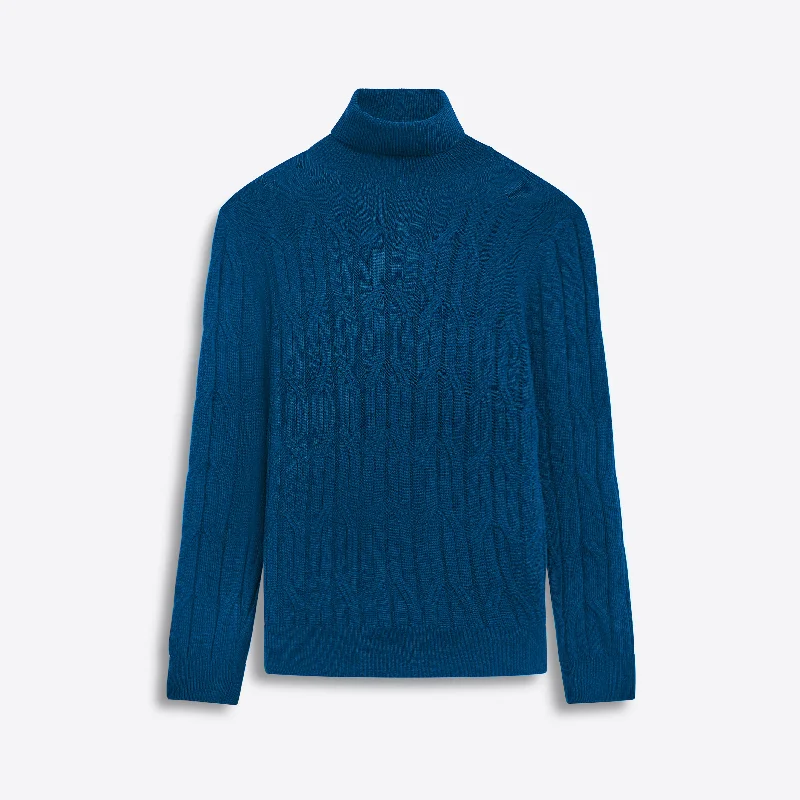 Turtle Neck Cable Jacquard Sweater