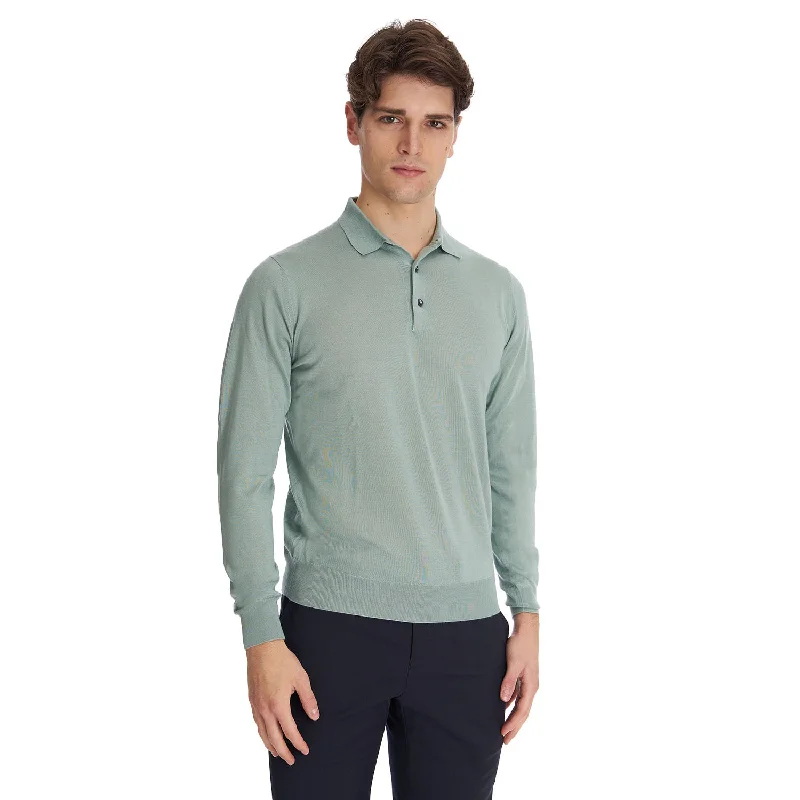 Men's formal - style silk blend polo shirts for special occasionsLIGHT GREEN POLO SHIRT Men's formal - style silk blend polo shirts for special occasionsLIGHT GREEN POLO SHIRT