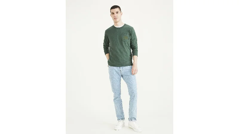 Men's high - collar polo shirts with a modern twistLong Sleeve Pocket Tee, Regular Fit Men's high - collar polo shirts with a modern twistLong Sleeve Pocket Tee, Regular Fit