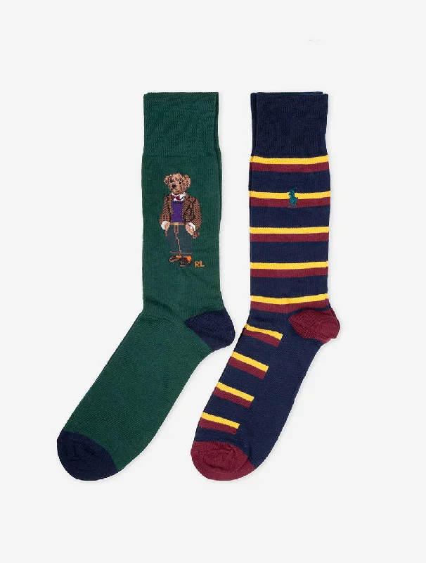 Men's long sleeve classic fit polo shirts with embroidered logosTweed Bear 2 Pack Socks Multi Men's long sleeve classic fit polo shirts with embroidered logosTweed Bear 2 Pack Socks Multi