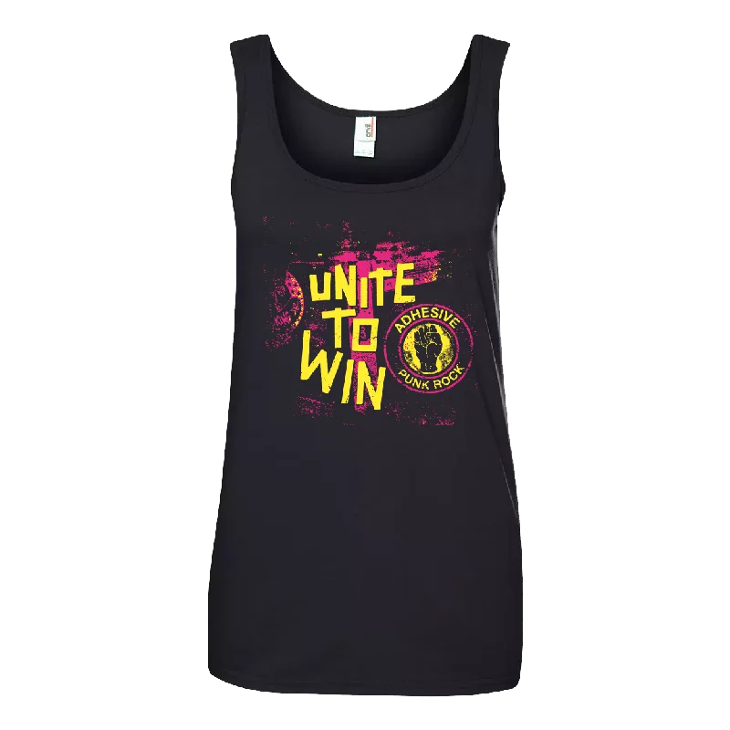 Plus Size Women's Puff - Sleeve Tank Tops in Pastel HuesADHESIVE - "Unite To Win" (Black) (Ladies Tank Top) Plus Size Women's Puff - Sleeve Tank Tops in Pastel HuesADHESIVE - "Unite To Win" (Black) (Ladies Tank Top)