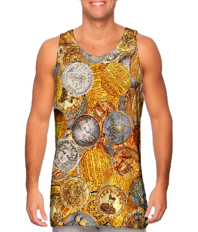 Women's Cropped Tank Tops with Vintage Band Logos"Antique Coins"