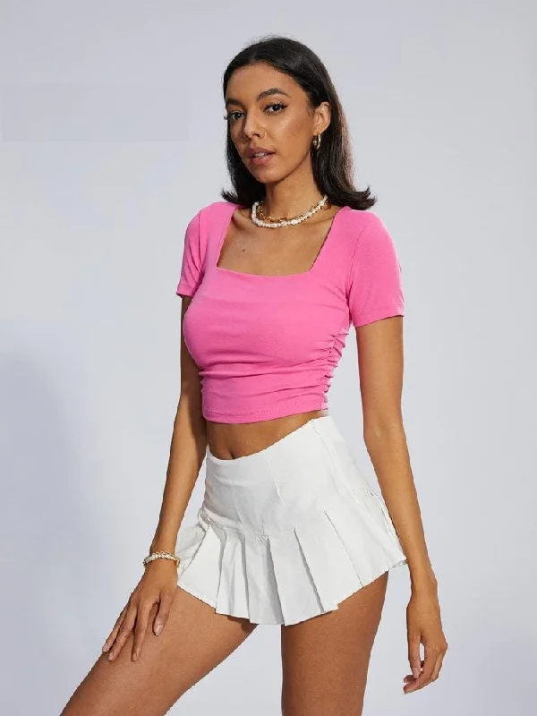 Printed Floral Women's Crop Top in Yellow for a Vibrant and Spring - Inspired OutfitBarbie Crop Top Printed Floral Women's Crop Top in Yellow for a Vibrant and Spring - Inspired OutfitBarbie Crop Top