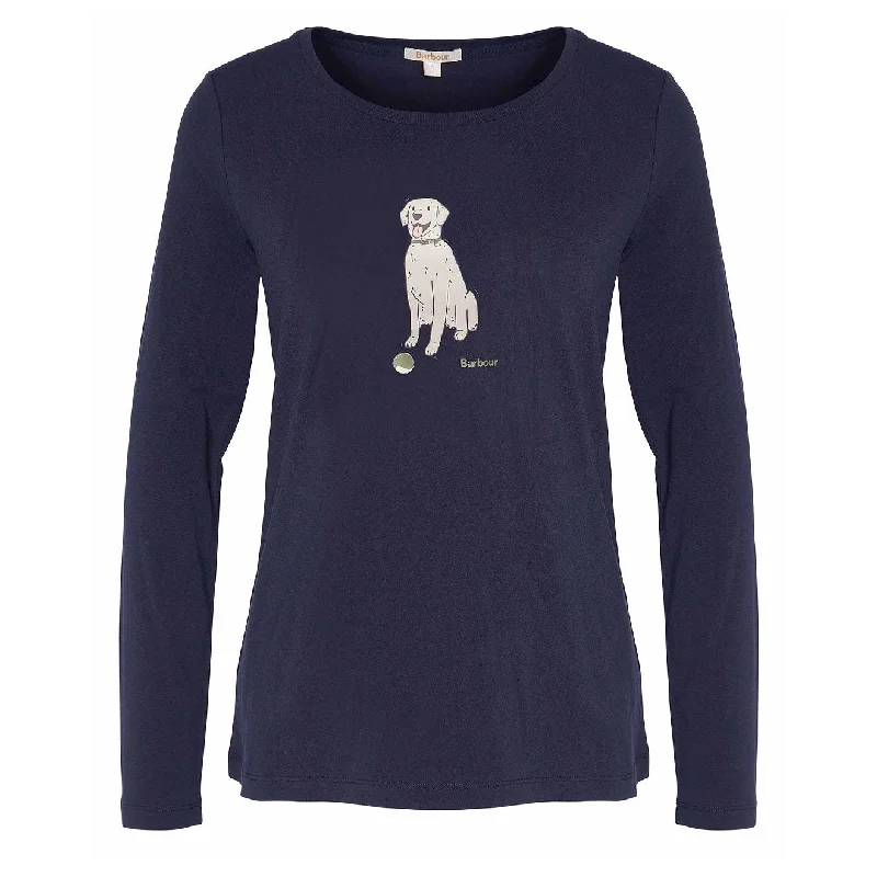 V - neck polo shirt in soft merino wool for winterBarbour Womens Hedley L/ S T-Shirt Navy