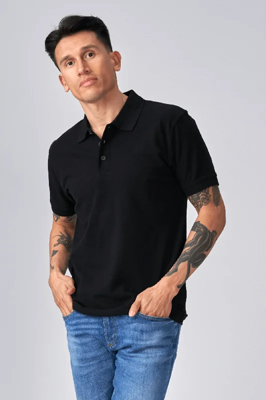 Polo shirt with a drawstring hem for an adjustable fitBasic Polo - Sort