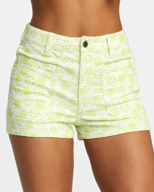 Belted Women Shorts to Enhance the WaistlineBelle Corduroy Shorts - Neon Green