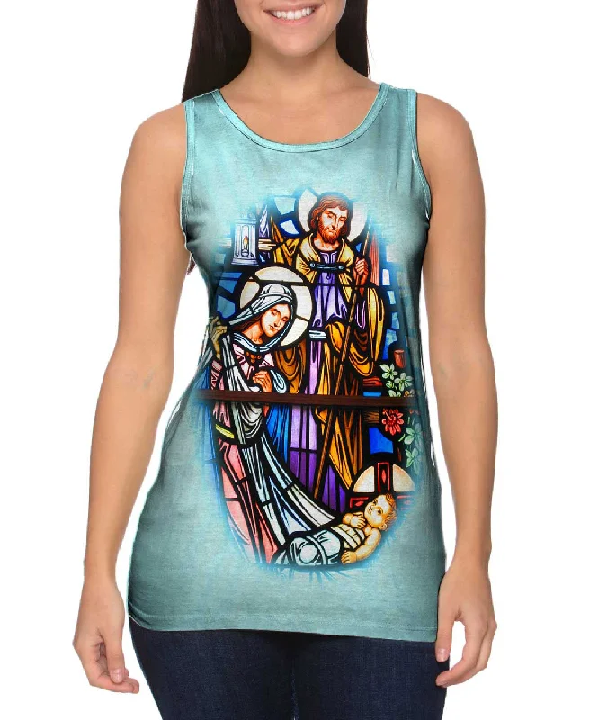 Crew Neck Women's Sustainable Tank Tops Made from Recycled Materials"Birth Of Jesus" Crew Neck Women's Sustainable Tank Tops Made from Recycled Materials"Birth Of Jesus"