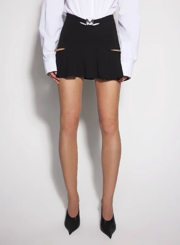Solid Color Women Shorts in Bright Hues for a Bold Statementblack M cut-out skirt