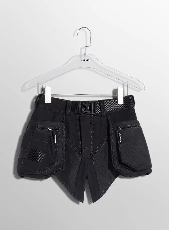 Belted Women Shorts to Enhance the Waistlineblack technical fabric cargo shorts