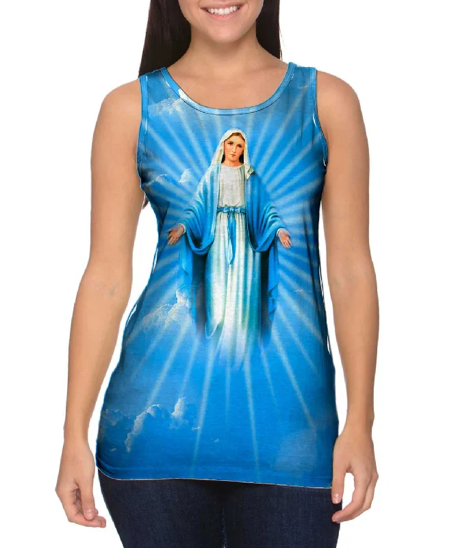 Plus Size Women's Glitter - Trimmed Tank Tops for Party Nights"Blessed Virgin Mary"