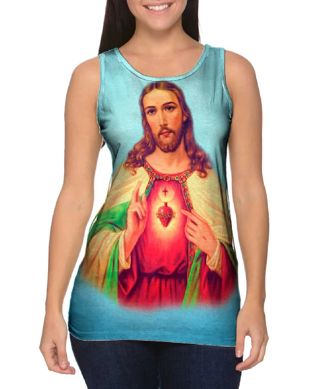Crew Neck Women's Sustainable Tank Tops Made from Recycled Materials"Blessing Jesus" Crew Neck Women's Sustainable Tank Tops Made from Recycled Materials"Blessing Jesus"