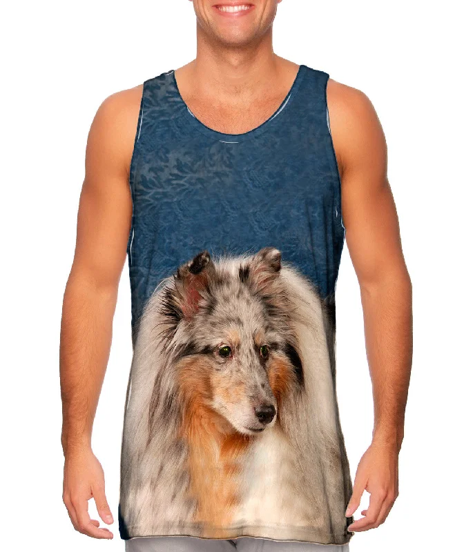 Women's Spaghetti Strap Tank Tops with Geometric PatternsBlue Wallpaper Sheltie