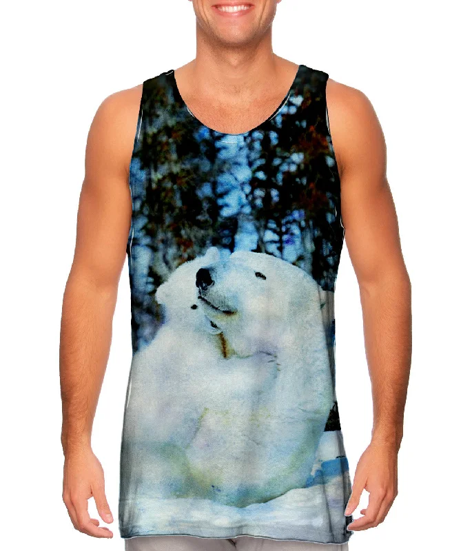 Plus Size Women's Side - Slit Tank Tops in Metallic ShadesBlue Watercolor Polar Bear Plus Size Women's Side - Slit Tank Tops in Metallic ShadesBlue Watercolor Polar Bear