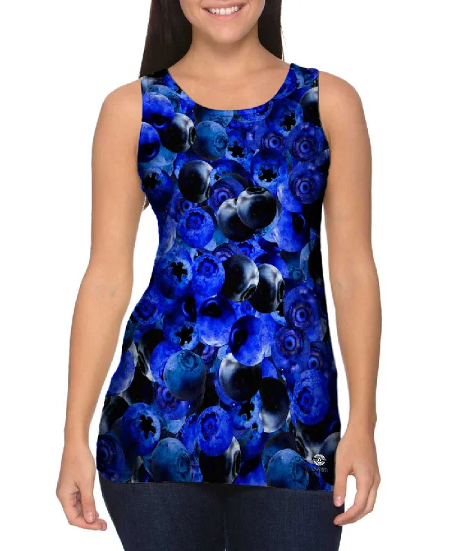 Plus Size Women's Embroidered Tank Tops in Boho StylesBlueberries Jumbo