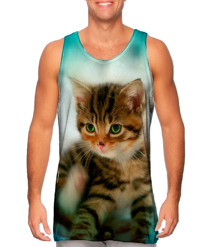 Plus Size Women's Puff - Sleeve Tank Tops in Pastel HuesBlues Bed Kitten