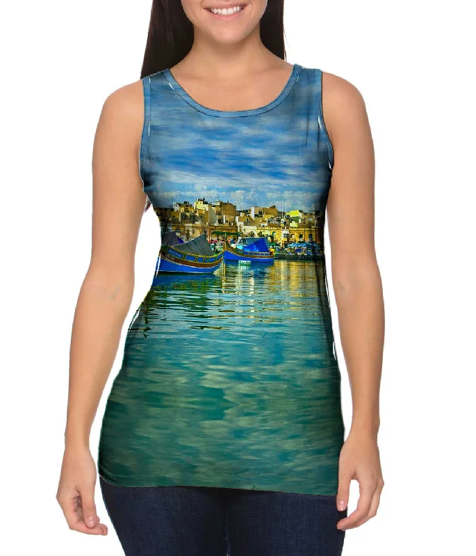 Plus Size Women's Criss - Cross Back Tank Tops in Neon ColorsBoats Off Malta