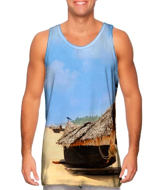 Square Neck Women's Organic Cotton Tank Tops in Earth TonesBoats On The Beach Kerala India Square Neck Women's Organic Cotton Tank Tops in Earth TonesBoats On The Beach Kerala India