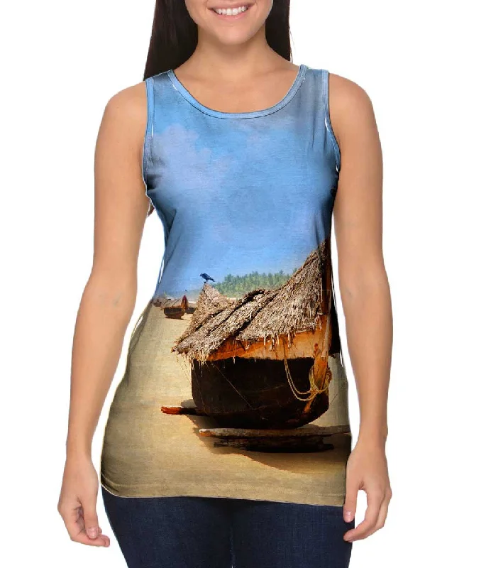 V - Neck Women's Moisture - Wicking Tank Tops for RunningBoats On The Beach Kerala India V - Neck Women's Moisture - Wicking Tank Tops for RunningBoats On The Beach Kerala India