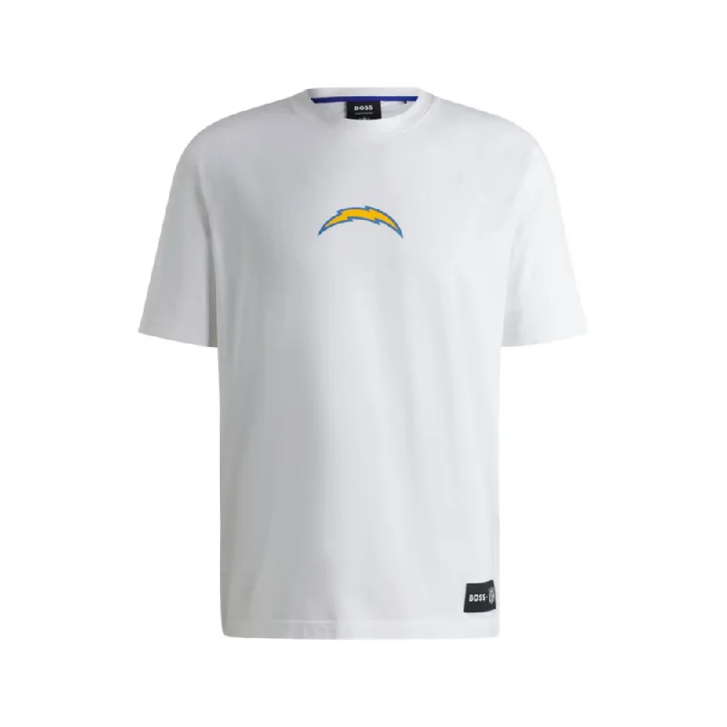 Men's polo t - shirts with a contrast collar for a preppy lookBOSS x NFL stretch-cotton T-shirt with special branding Men's polo t - shirts with a contrast collar for a preppy lookBOSS x NFL stretch-cotton T-shirt with special branding