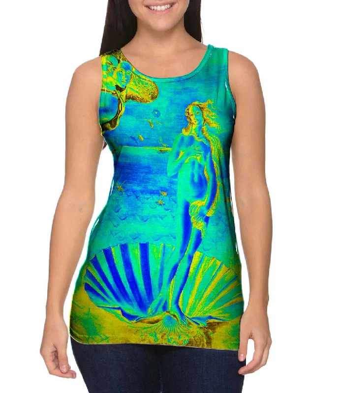 Plus Size Women's Glitter - Trimmed Tank Tops for Party NightsBotticelli Venus - "Pop Art Green Blue" (1486) Plus Size Women's Glitter - Trimmed Tank Tops for Party NightsBotticelli Venus - "Pop Art Green Blue" (1486)