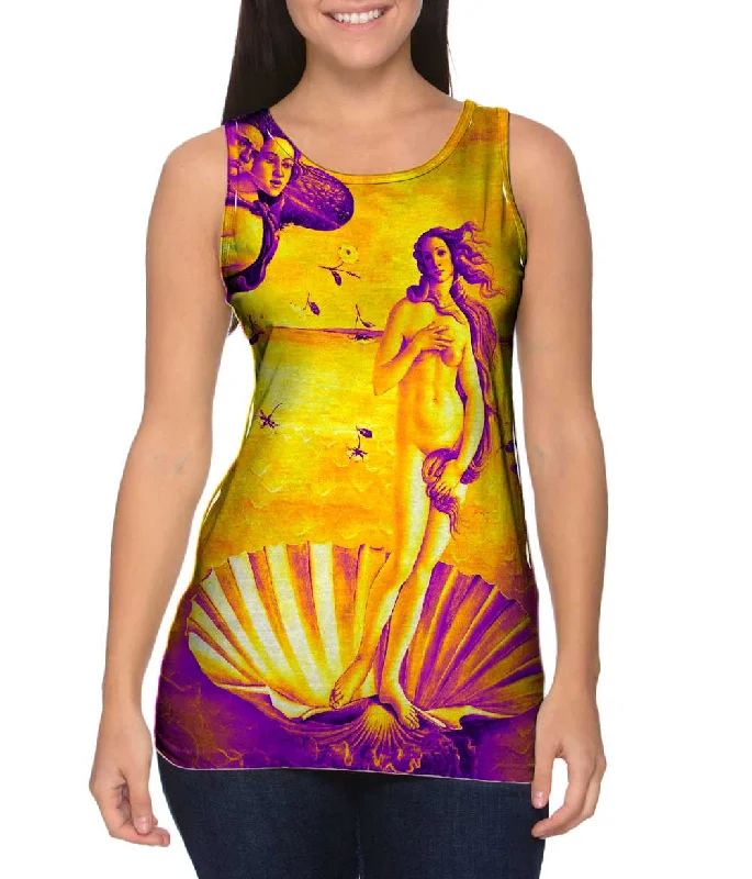 Square Neck Women's Organic Cotton Tank Tops in Earth TonesBotticelli Venus - "Pop Art Yellow Purple" (1486) Square Neck Women's Organic Cotton Tank Tops in Earth TonesBotticelli Venus - "Pop Art Yellow Purple" (1486)
