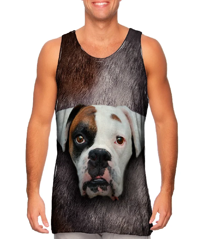 Square Neck Women's Organic Cotton Tank Tops in Earth TonesBoxer Dog Face