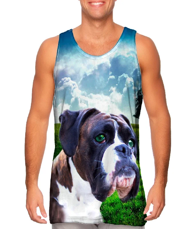 Scoop Neck Women's Linen Blend Tank Tops for SummerBoxer Enjoying Nature